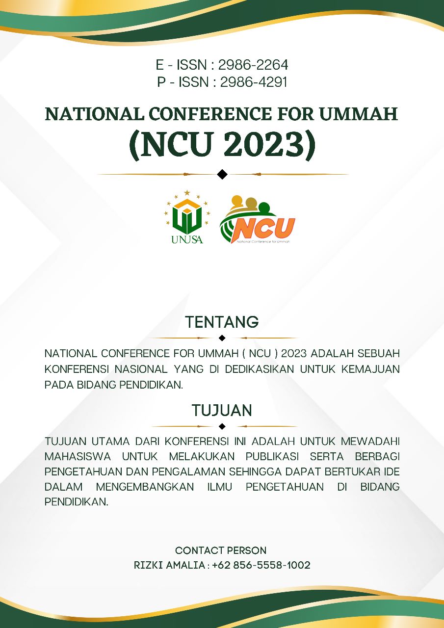 					View Vol. 2 No. 1 (2023): Prosiding National Conference for Ummah (NCU)
				