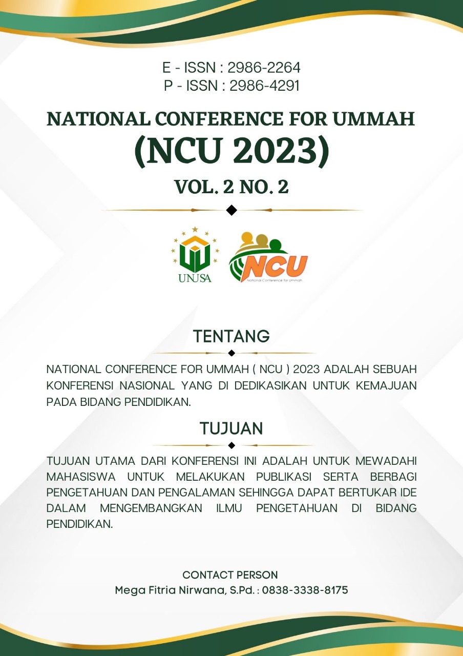 					View Vol. 2 No. 2 (2023): Prosiding National Conference for Ummah (NCU)
				